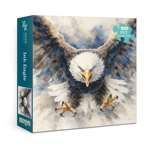 Impossible Bald Eagle Puzzles for Adults 1000 Pieces, Bird Ink Art Jigsaw Puzzles, Watercolor Animal Wildlife Puzzles - color: Pt-1315