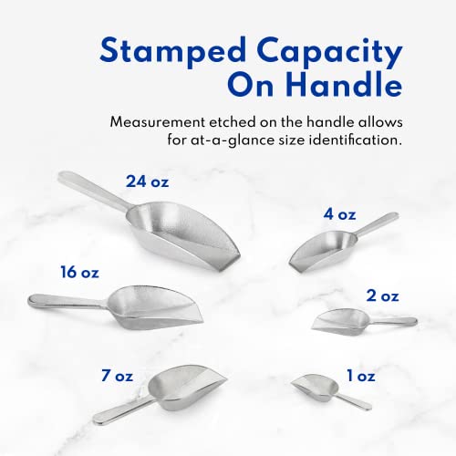 New Star Foodservice One-Piece Cast Aluminum Flat Bottom Bar Ice Flour Utility Scoop, 16-Ounce, Silver - size: 16-Ounce