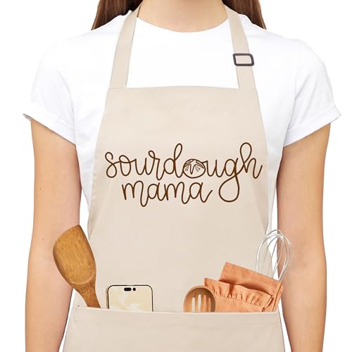 Sourdough Apron for Women with Deep Pockets - Funny Bakers Apron, Unique Sourdough Gifts for Women & Bread Bakers, Adjustable Kitchen Apron for Mom, Mother’s Day Baking Gift - B13 - color: Sourdough Mama 1