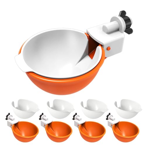 Large Automatic Chicken Waterer Cups with Inserts, Chicken Water Feeder Suitable for Chicks, Duck, Goose, Turkey and Bunny, DIY Poultry Water Feeder Kit (5 Pack-Orange) - color: Orange, size: Pack of 5