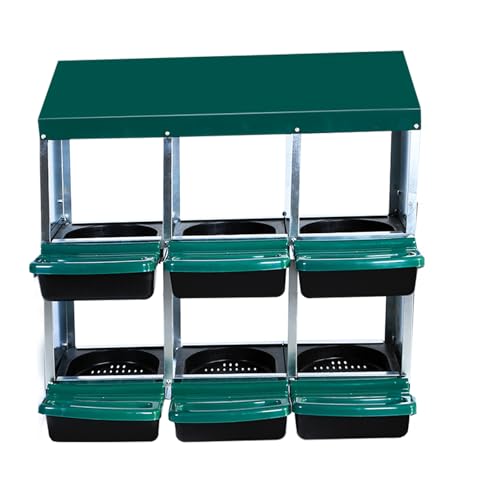 Chicken Nesting Boxes, Heavy-Duty 8-Compartment Metal Chicken Nesting Box – Removable Tray, Ventilation Holes, Easy Egg Collection, Rustproof Galvanized Steel - Green - 6 - Slot - color: Green, size: 6 - Slot