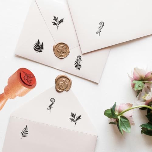 AHANDMAKER 5 Styles Ferns Stamps, Fern Leaves, Plant Silhouettes Mini Wooden Unique Designs Drawing Stamps for DIY Card Making Scrapbooking Stamping Crafting Planner Egg Decorating(No Ink Include) - style: Fern Leaves