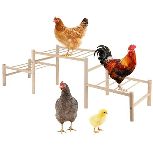 3-Tier Chicken Perch, Wooden Roosting Ladder Stand, 33.1 in Chicken Coop Accessories, Safe & Long-Lasting Hen House Decor, Chicken Tree Jungle Gym for Chickens Hens