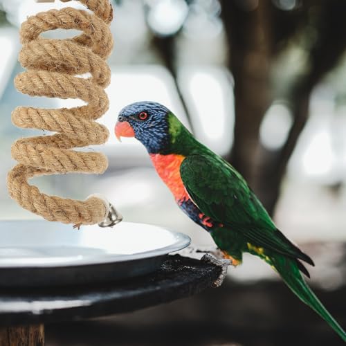 Ipetboom Bird Rope Perch Parrot Rope Toy Climbing Stand with Stable Clips 59.05 in Hanging Swing for Parakeets Lovebirds Cockatiels Bird Cage Accessory