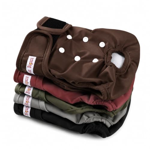 Washable Reusable Female Dog Diapers(5 Pack) Small Medium Large Doggie Puppy & Doggy Dog Diaper, Period Panties in Heat Small Gray-Brown - color: Black Gray Burgundy Brown Green, size: Small