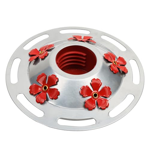 WOSIBO Hummingbird Feeder Replacement Bottom Base Replacement Part Includes Red Plastic Base Metal Top and Brushes (Silver-2) - color: Silver-2