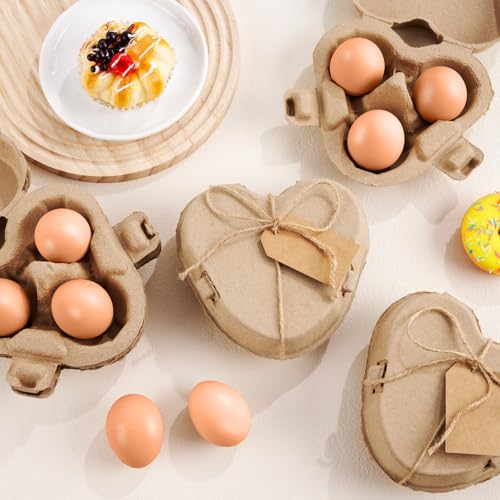 Heart Shaped 3 Egg Cartons with 20m Twine, Cardboard Egg Cartons Boxes for DIY Valentine’s Day Gifts, Rustic Egg Packaging Containers for Easter Valentines Farmers Market Baby Shower (20)