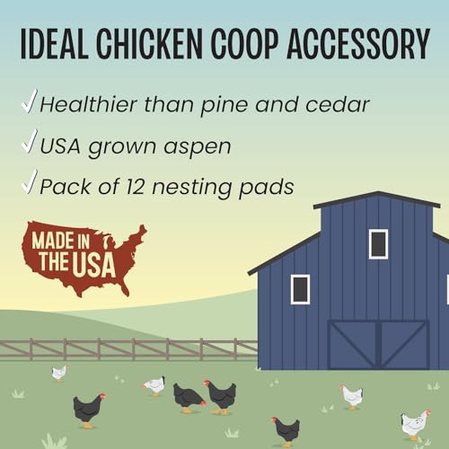 MagJo Aspen Nesting Pads for Chicken Coops - USA Grown Aspen Excelsior Nest Box Liners 13x13-12 Pack - size: 12 PACK