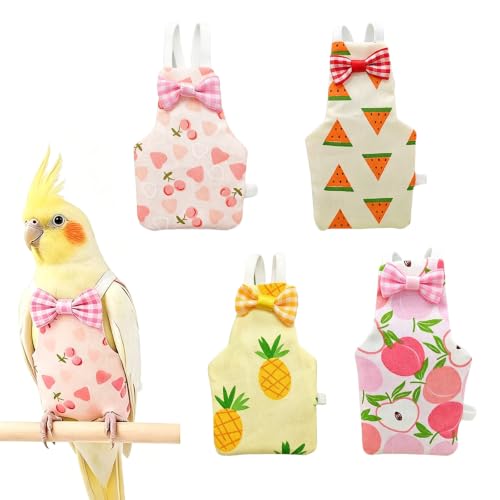 4Pcs Reusable Waterproof Bird Diaper Suit, Cute Pet Nappy Clothes for Parrot Duck Chicken Pigeon Small Pets (L) - size: L