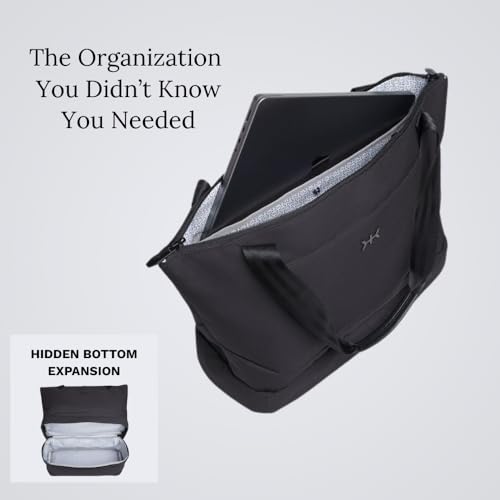 Knack Expandable Laptop Tote Midnight Black | Expands from 18L to 26L to organize whatever your day requires. - color: Midnight Black, style: Laptop Tote