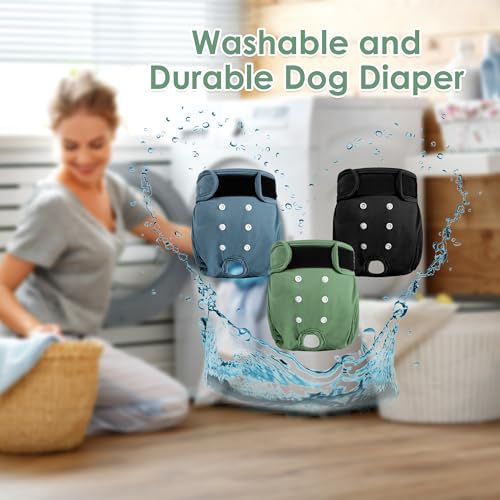 Reusable Female Dog Diapers 3Pack,Washable Diaper for Doggie,Highly Absorbent Dog Diaper,Adjustable Leakproof Puppy Diapers Skirt for Heat,Incontinence,Period Doggy Nappies L - color: Dark Series, size: L(15"-17"Waist)