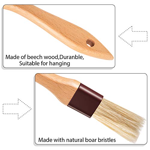 Boao 4 Pcs Pastry Brush, Natural Bristle Basting Brush for Cooking and Baking, BBQ Brushes for Butter, Baster, Oil, Egg, Sauce, Turkey, Grilling, Marinade and Kitchen Food(1, 2, 3 Inch) - size: 1, 2, 3 Inch