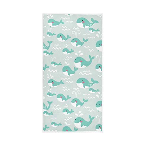 senya Funny Whales Green Hand Towel Ultra Soft Luxury Towels for Bathroom 30"x15" - color: Multi 5