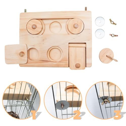 Wooden Bird Foraging Puzzle – Interactive Food Challenge Toy with Sliding Blocks & Locks | Cage-Mounted Enrichment for Budgies, Cockatiels, Conures