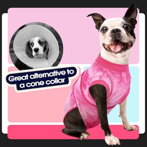 Dog Surgery Suit, Surgical Suit for Dogs, Dog Onesie for Surgery | Cone Collar Alternative, Abdominal Wound Protector, Anti Lick Suit, Soft Dog Bodysuit after Surgery Female Male, Rose Dye XS - color: Rose Tie Dye, size: Xs(back:8.3-11.4in,wt:4-7lbs)