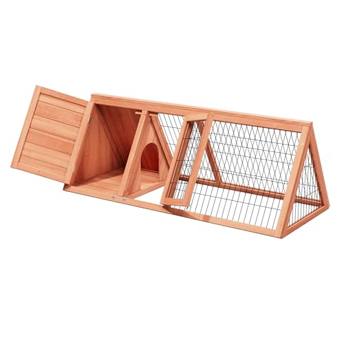Small Chicken Coop Indoor Outdoor, Wooden Triangle Quail Cage All Weather Used Bunny Hutch with with Wire Fence,Pull-Out-Tray for Chick Duck Rabbit Guinea Pig(Brown) - color: Brown