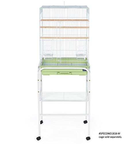 Prevue Pet Products Bird Cage Stand with Shelf - Small Metal Cage Stand with Rolling Wheels, Bird Stands for Inside, Mid‑Height Shelf for Cage Accessories, Toys, and Storage - White - color: White, size: 19.0"L x 19.0"W x 19.0"H