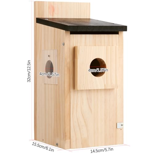 Birdhouse, Bird Houses for Outside, Weatherproof Bird House for Outdoors Cedar Bluebird House with Natural Wooden, Sturdy Nest Box for Chickadees, Titmice, Cardinals, Wrens