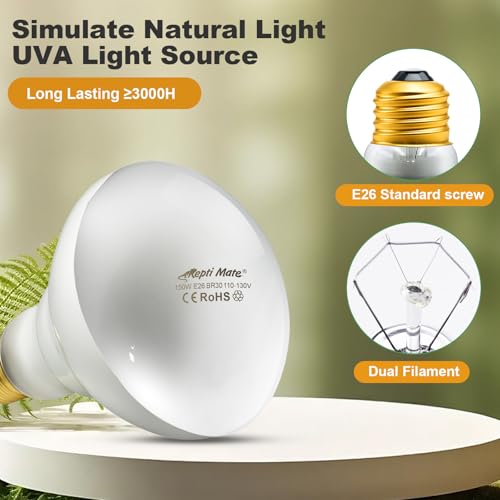 2Pack Reptile Heat Lamp, 150W Reptile Heat Emitter Infrared Basking Spot Light, UVA Daylight Heat Lamp Bulbs for Chickens Coop Reptiles Pets Brooder Use - style: 150W Reptile Heat Lamp