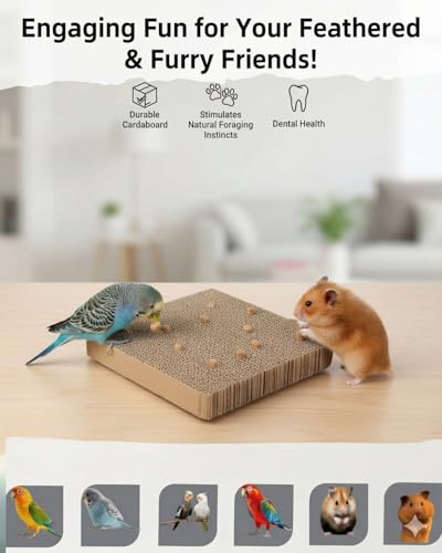 2-Pack 7.9 Inch Bird Platform Perch | Foraging & Shredding Toy for Parakeets Cockatiels Conures | Chewable Cardboard Perch Stand for Small Parrots Cage