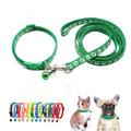 Dog Collar Puppy with Bell Leash Set,Cat Kitten Collars, Dark Green XXS,XS | Paw Print Reflective Dog Collar Leash Set with Bell, Basic Nylon Boy Girls Pet Collar Adjustable For XXS XS S Tiny Puppies - color: dark green