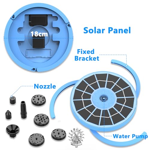 AISITIN 3.5W Solar Fountain Pump with 8 Nozzles & 3 Integrated Bracket | Upgraded Floating Solar Water Fountain Kit for Garden, Pond, Pool, Water Feature and Outdoor (Blue) - color: Blue01