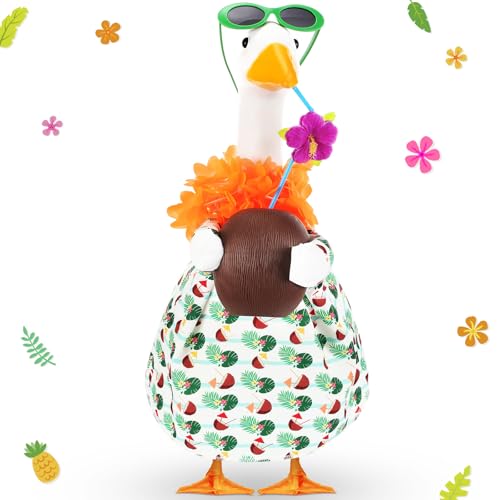 Bikini Porch Goose Outfits with Sunglasses and Swimming Tube for 23" Summer Goose Costume Garden Patio Statue Decor(Coconut) - style: Coconut