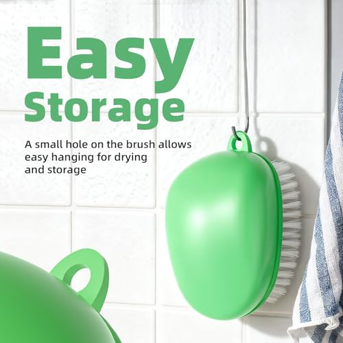 CLEANGOR Vegetable Brush, Black Stiff Bristles Brush & White Soft Bristles | Dishwasher Safe Ear-Hanging Veggie & Fruit Cleaning Brush for Potato, Mushroom, Carrot, Lemon, Egg
