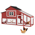 GUTINNEEN Chicken Coop Mobile Outdoor Chicken House Hen Coop with Wheels Nesting Box, Poultry Cage Duck House with Run(Red) - color: Red