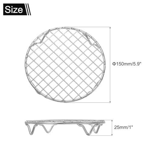 uxcell Round Cooking Rack 5.9 Inch Dia Stainless Steel Wire Cooling Steamer Rack for Baking Canning Cooking Roasting Cooling Grilling Drying, Silver - size: 5.9 Inch