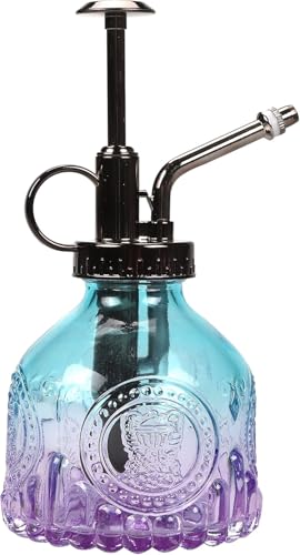 Glass Plant Mister Spray Bottle 200ML Watering Bottle with Top Pump Watering Can for Indoor Outdoor House Plants,Flowers (Blue-Purple)