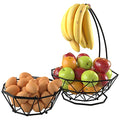Fruit Basket with Banana Hanger and Fruit Bowl. Kitchen Counter Fruit Bowl with Banana Holder used as Bread, Vegetable or Produce Basket, Egg Holder, 2 Tier - size: 2-Tier