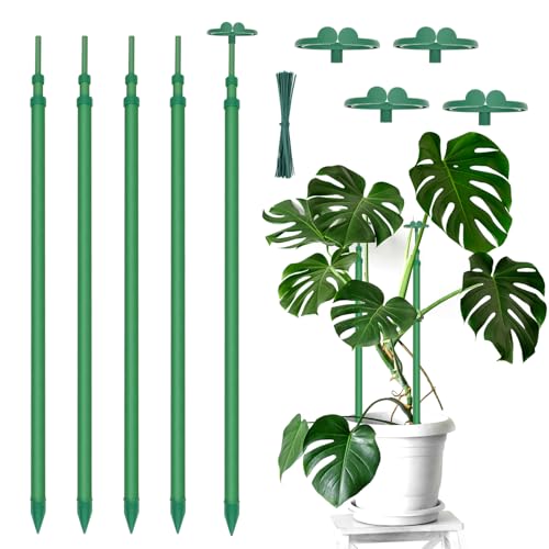 Extendable Plant Stakes,Length Scalable From17.9to42.3IN Plant SupportStake | 5Pack Orchid Sticks with Clips for Indoor Outdoor,Garden Stakes for Plant,Tomato,Vegetables,Monstera,Vine,Potted Plants - size: 42.3Inches 5Pack