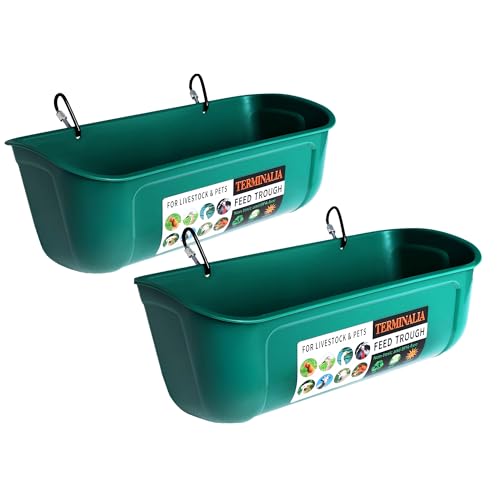 Terminalia Hanging Chicken Feeder Duck Waterer, 2.6 Quart Medium Capacity, No Spill Poultry Feeder Waterer for Backyard Chicken Duck - color: 2Green