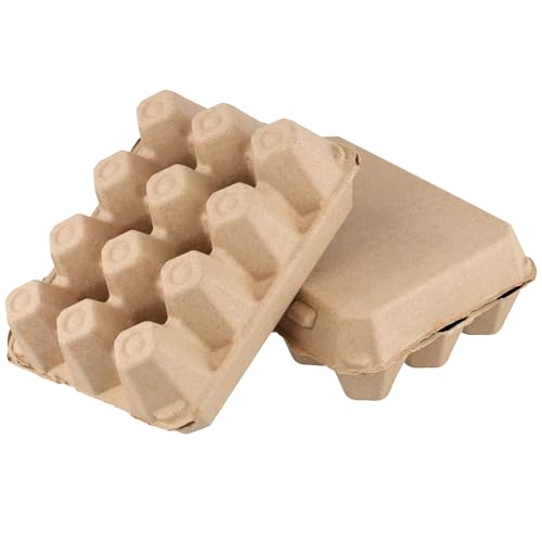 HOIGON 50 PCS 12 Cell Empty Paper Egg Cartons, Sturdy Pulp Fiber Egg Container Holder With Lids, Recycled Cardboard Egg Cartons