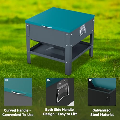 Automatic Chicken and Duck Feeder, 80 LBS Capacity Metal Chicken Feeder, Weatherproof Outdoor Gravity Feeding Barrel, No-Waste Feeder for Backyard Flock (Green) - color: Green