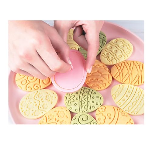 10pcs Easter Eggs Cookie Cutters Stamps Biscuit Baking Tools Embossing Cookie Molds (With 30 Easter bags B) - color: Easter eggs
