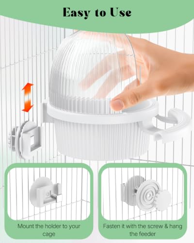 Pawfly No Mess Bird Feeder, Bird Cage Feeder, Bird Bowls for Cage, Bird Feeder for Cage, Bird Water Dispenser, Parakeet Feeder Waterer for Parrot, Cockatiel, Budgie & Lovebird,White - color: White