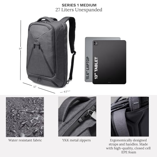 Knack Series 1 Laptop Backpack Fits up to 15 Inch - Knack Bags Carry-On Backpack, TSA Approved, Expandable Travel Backpacks (Savile Gray, Medium) - color: Savile Gray, size: Medium