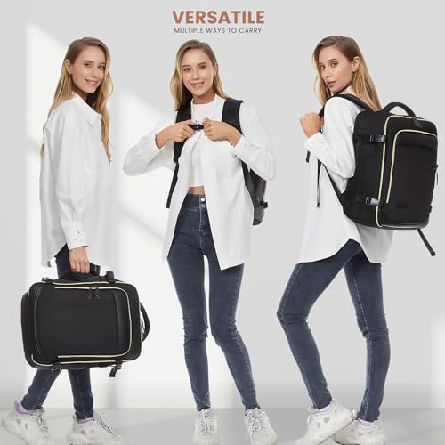 LOVEVOOK Travel Backpack for Women, 40L Carry On Backpack with 3 Packing Cubes,TSA Personal Item Travel Bag Airline Approved, Water Resistant Weekender Overnight Luggage Daypack, Fits 17 Inch Laptop - color: C-black, size: Large - 17.3 Inch - 40L - 3 Pcs