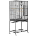 Topeakmart 53.7-inch Bird Cage with Stand Wrought Iron Construction Bird Cage for Parrots Cockatiels Conures Parakeets Budgies Finches Birdcage - color: Hammertone Black