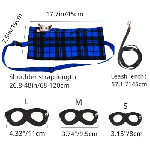 MANON ROSA Sugar Glider Pouch & Harness Set, Bonding Sling for Travel, Blue | Designed For Sugar Gliders, Secure Bonding Pouch For Bonding, Escape-Proof Harness, Breathable Fabric, Adjustable Shoulder St - color: 02 Blue Set
