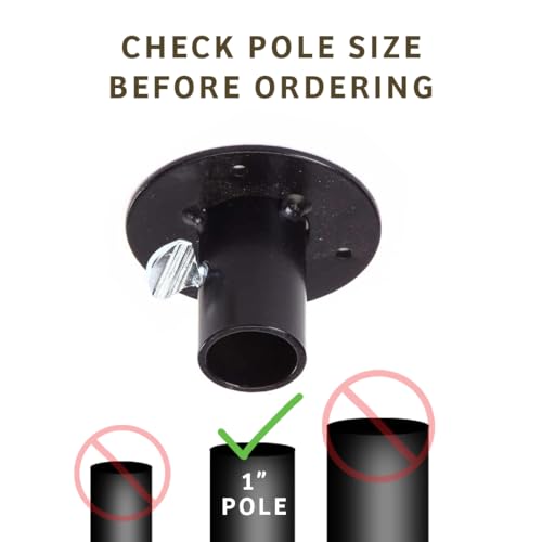 Birds Choice Mounting Flange for 1in Bird Feeder Pole | 3in Steel Disc | 1.0625in Center Opening, includes Thumbscrew and Screws for Secure Post or Deck Mounting