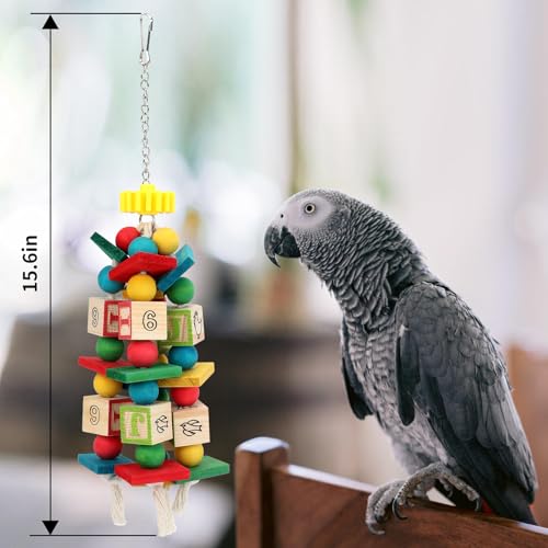 Rypet Hanging Parrot Toys, Wood Rope Chew Blocks for Cockatiels Amazon | Sturdy Wood for Chewing, Cotton Rope for Shredding, Easy to Hang in Cage, Perfect for Conures & Large Parrots - color: Colorful3