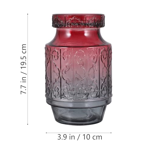 GALPADA Chic Glass Vase Flower Arrangement Holder Vintage Colored Embossed Glass Vase Purple Gray Home Desktop Decor Artistic Flower Holder
