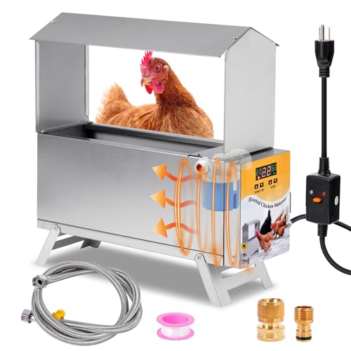 1.5 Gallon Heated Chicken Waterer Freeze Proof for Winter | Automatic Chicken Water Heater Poultry Drinker Watering System, With Control Panel, Adjustable Leg, Thermostatic Control