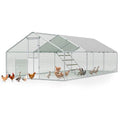 Sannwsg 10x20 FT Metal Chicken Coop with Run, Large Walk in Chicken Pen with Waterproof Cover, Secure Lock, Heavy Duty Poultry Cage with Feeding Door for Outdoor Farm Use - size: 118.0"L x 236.0"W x 79.0"H