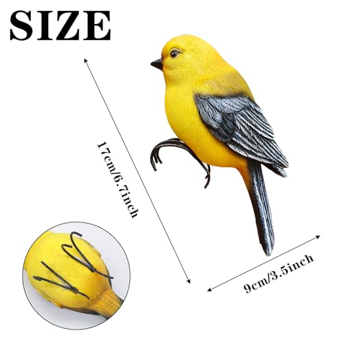 Garden Bird Statue Flower Pot Hugger Outdoor Decor for Tree, 6.7inch Mini Bird Figurine Plant Pot Decorations for Outdoor Indoor Decoration at Lawn and Yard (Yellow) - color: Yellow