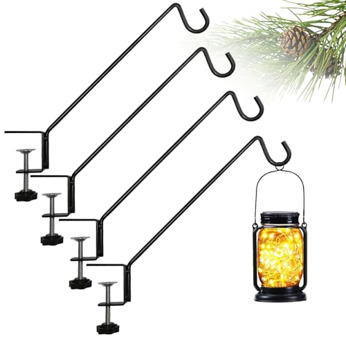 Short Deck Hook Bird Feeder Hanger Hook for Railing 13 Inch for Bird Feeders,Planters,Lanterns,Plants Flower Suet Baskets,Wind Chimes Holiday Decoration (4)（Lanterns Not Included