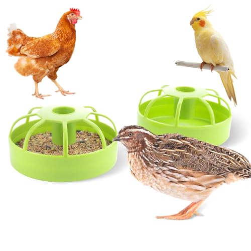 2 Pack Chicken Feeder Poultry Food Dispenser Chicken Plastic Water Feeder for Small Poultry Chicken Duck Pigeon Quail Bird